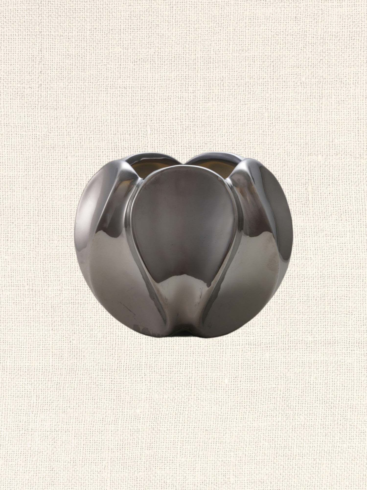 Stoneware Sculpted Planter | Chrome Finish