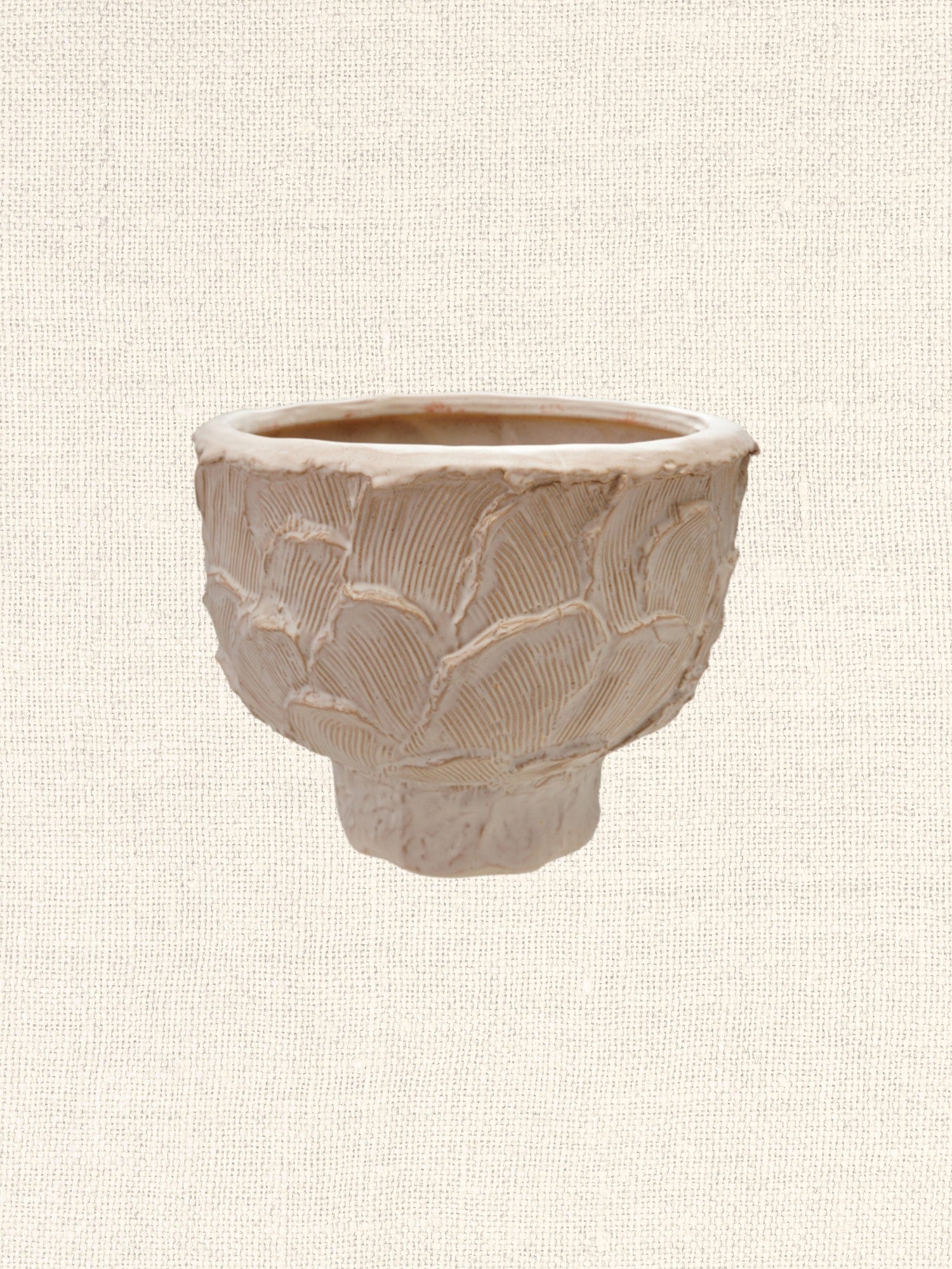 Embossed Stoneware Planter | Textured Pattern