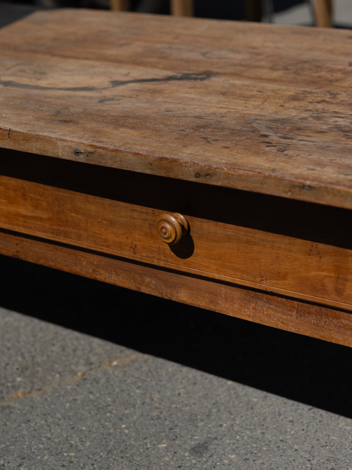 Vintage French Coffee Table | Drawer w/ Knobs