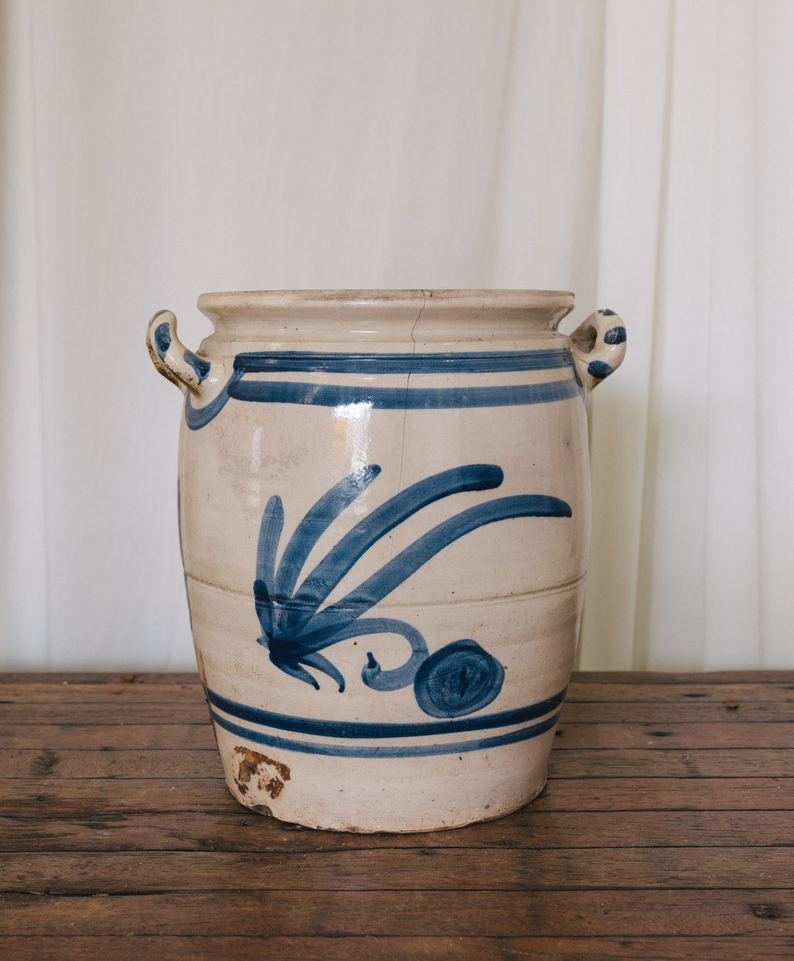 Vtg German Blue Salt Glaze Crock | L