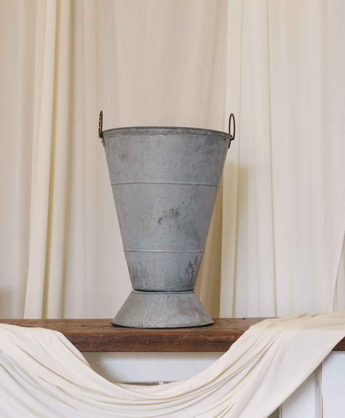 Vintage Galvanized Metal Bucket on Stand