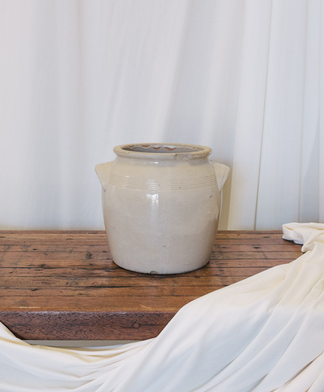 Vintage French Confit Crock | Beige