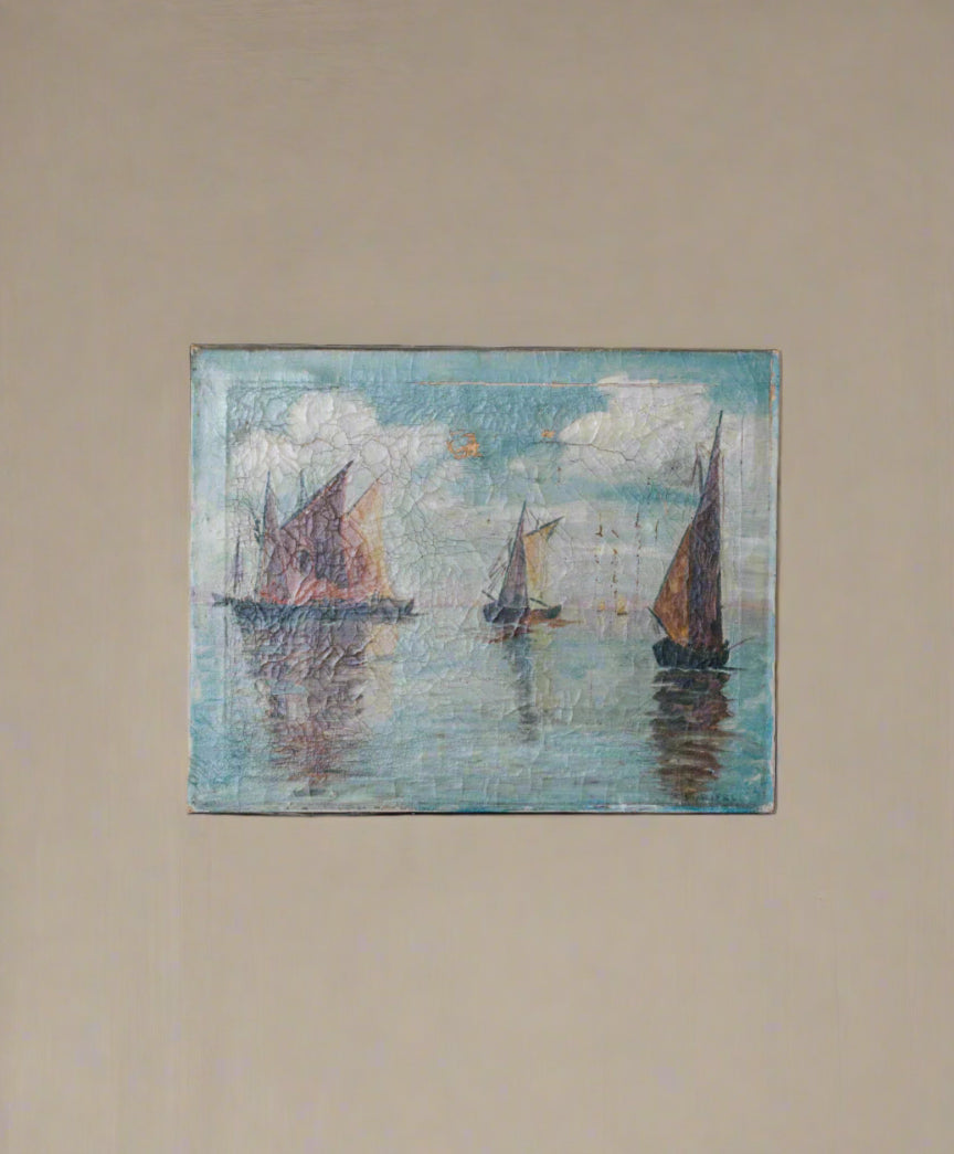 Vintage European Painting | Sailing Away