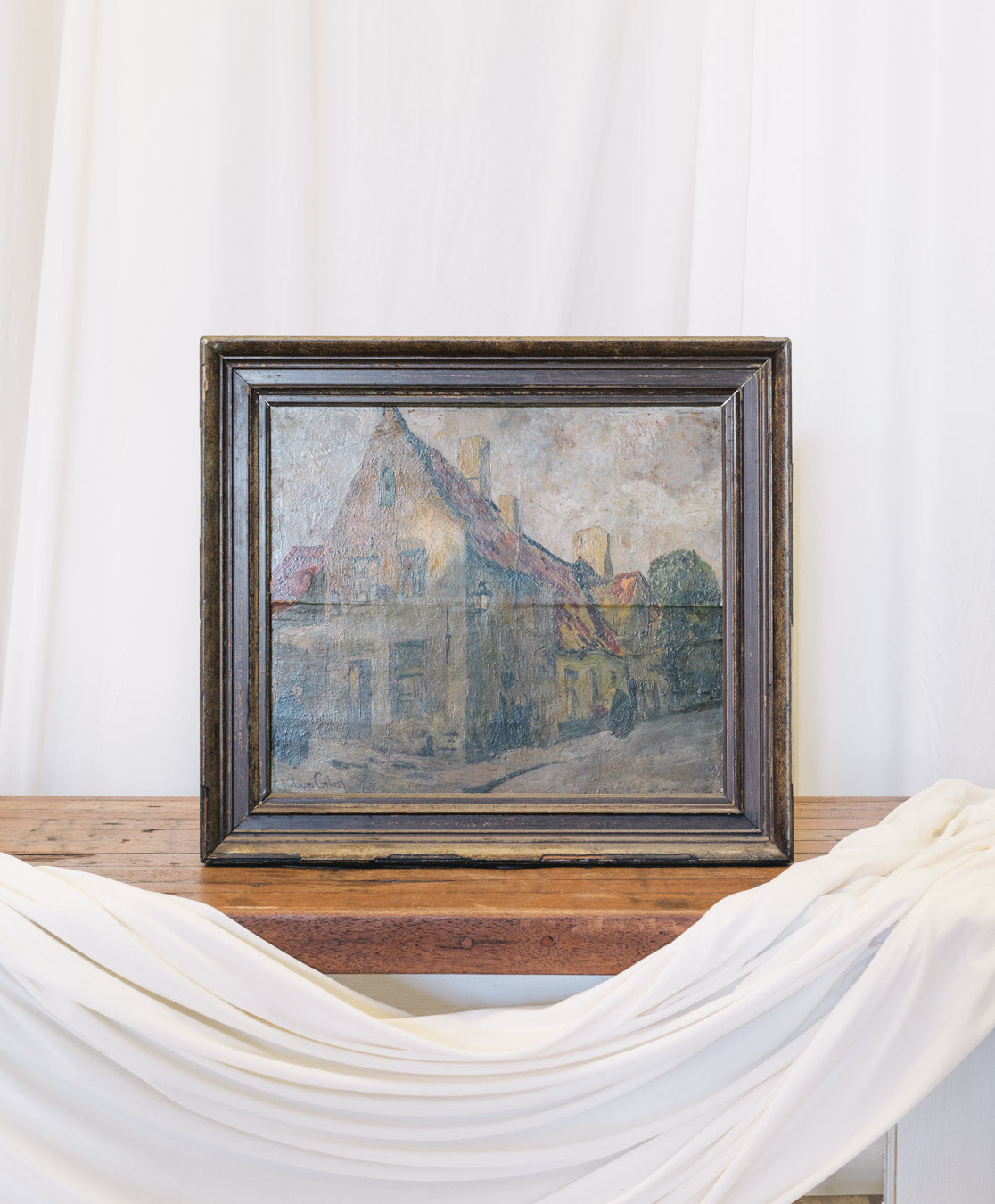 Vintage European Painting | Village Corner | Framed