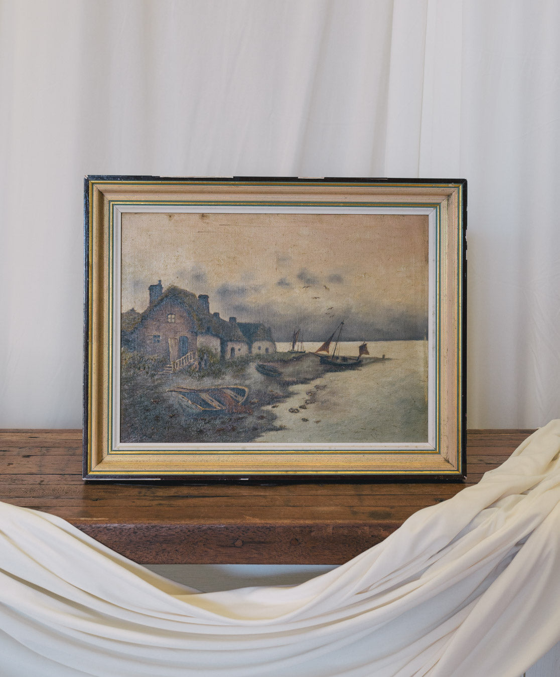 Vintage French Painting | Home by the Sea | Framed