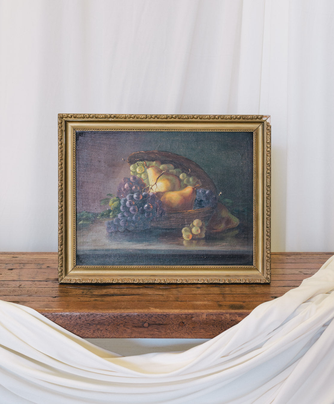 Vintage French Painting | Pears & Grapes | Framed