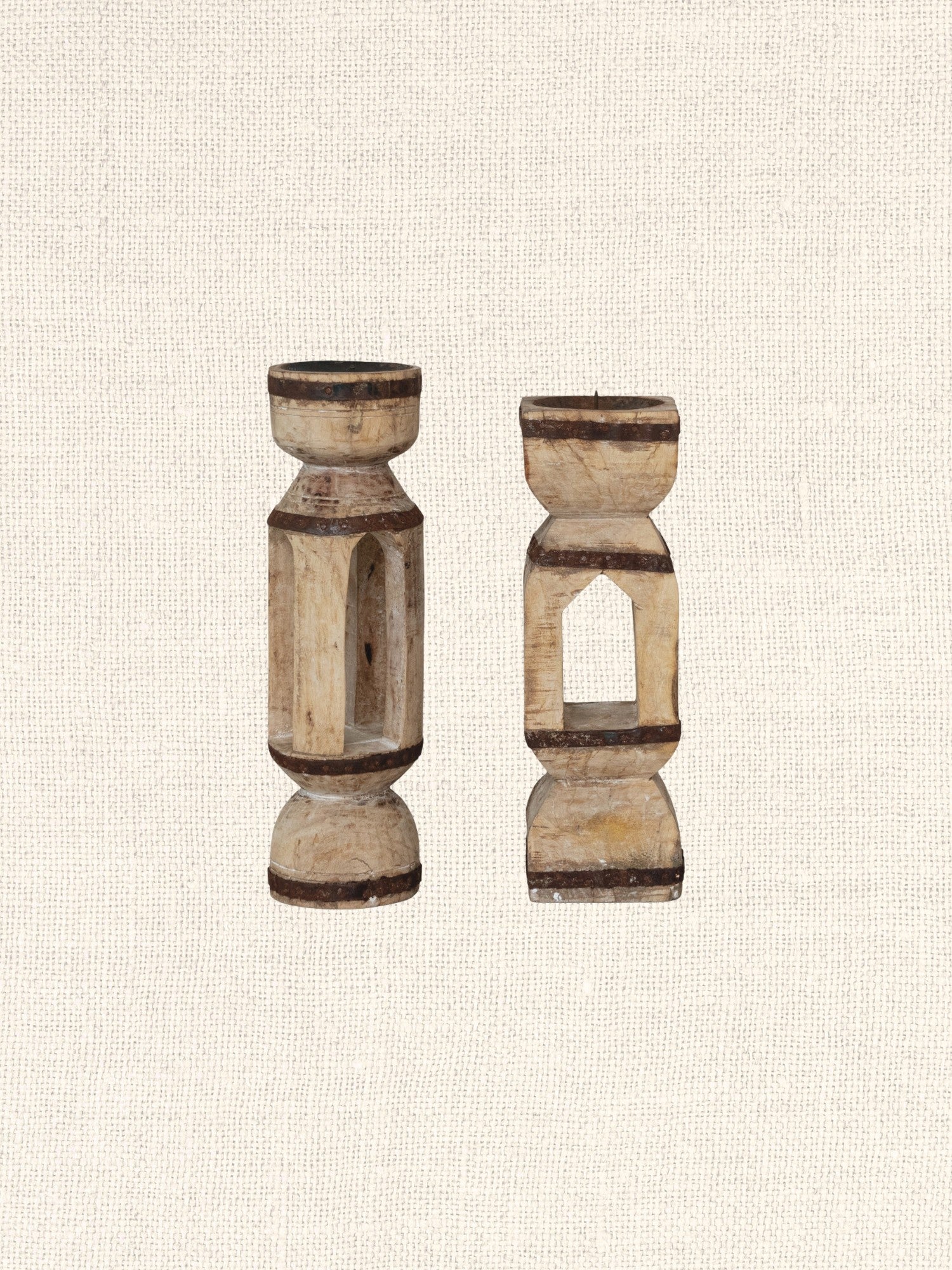 Wood Pillard Candle Holder | Assorted