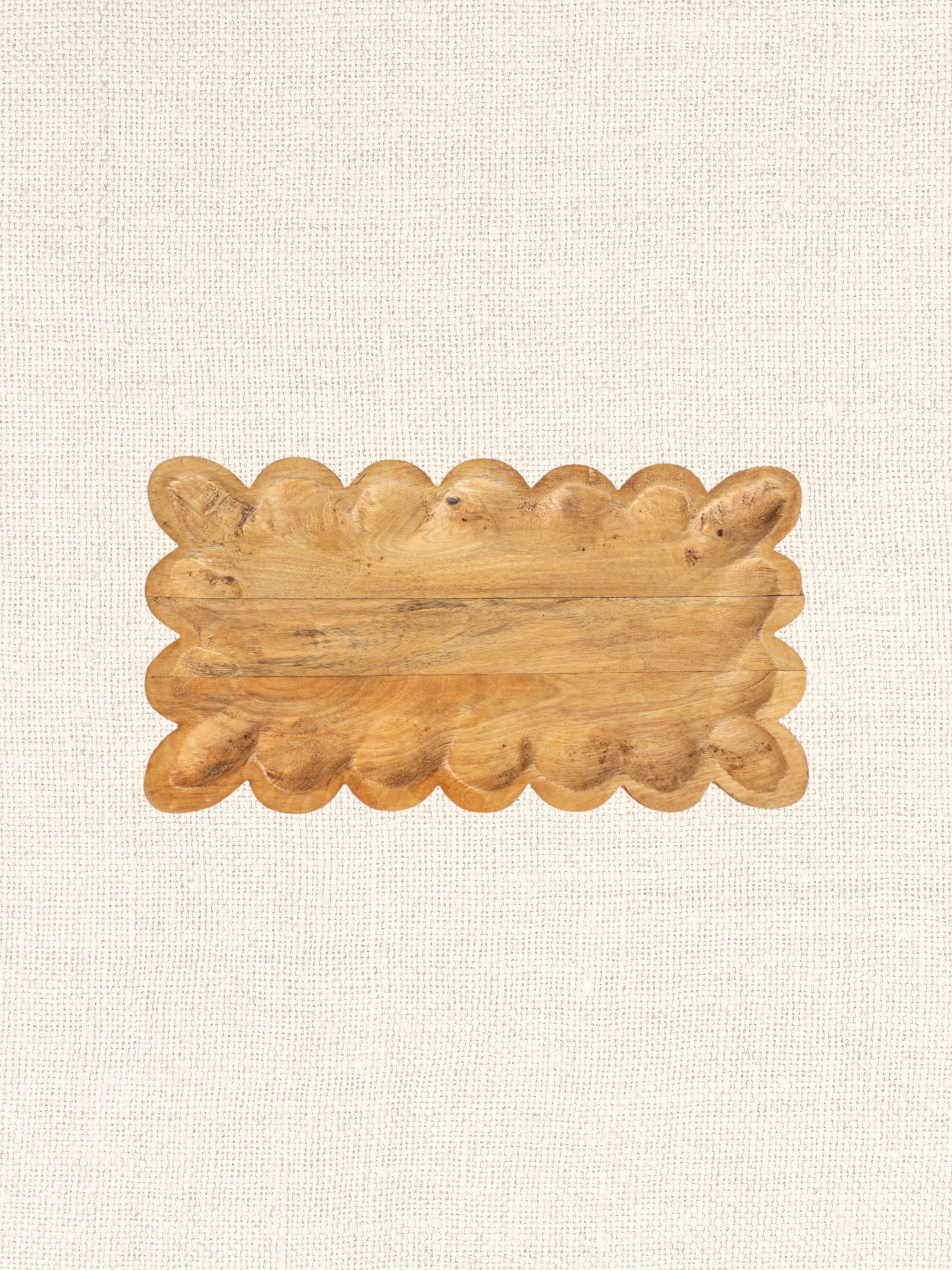 Mango Wood Tray w/ Scalloped Edge | Natural