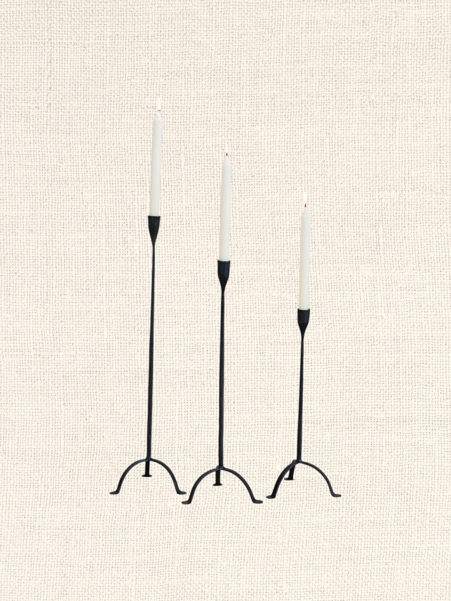 Hand-Forged Cast Iron Footed Taper Holder