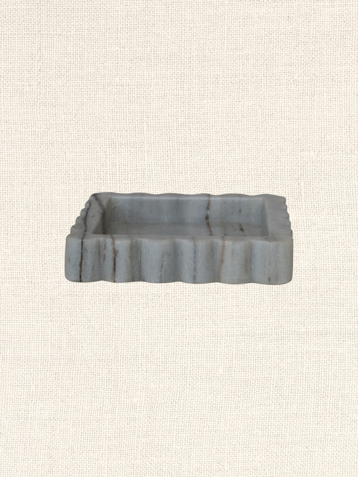Marble Scalloped Tray | Grey Melange