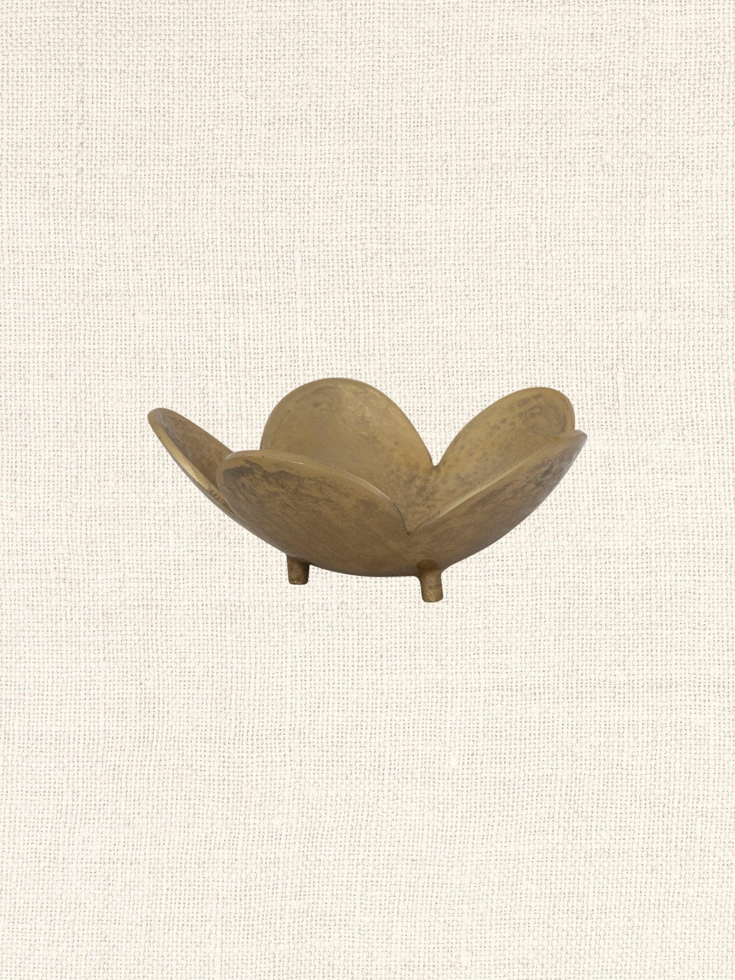 Cast Aluminum Footed Flower Shaped Bowl | Gold Finish