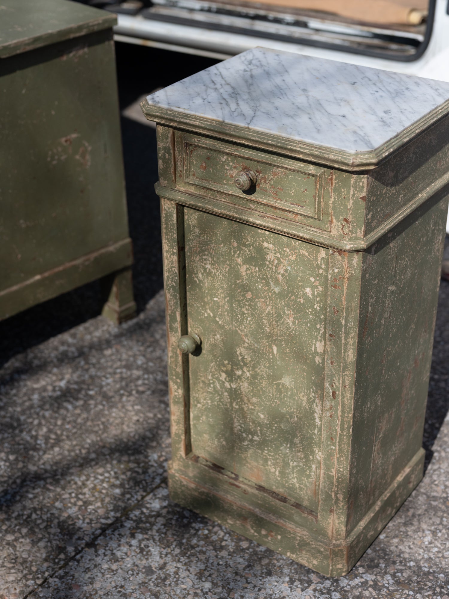 Antique French Cabinet & Drawer | Marble Top