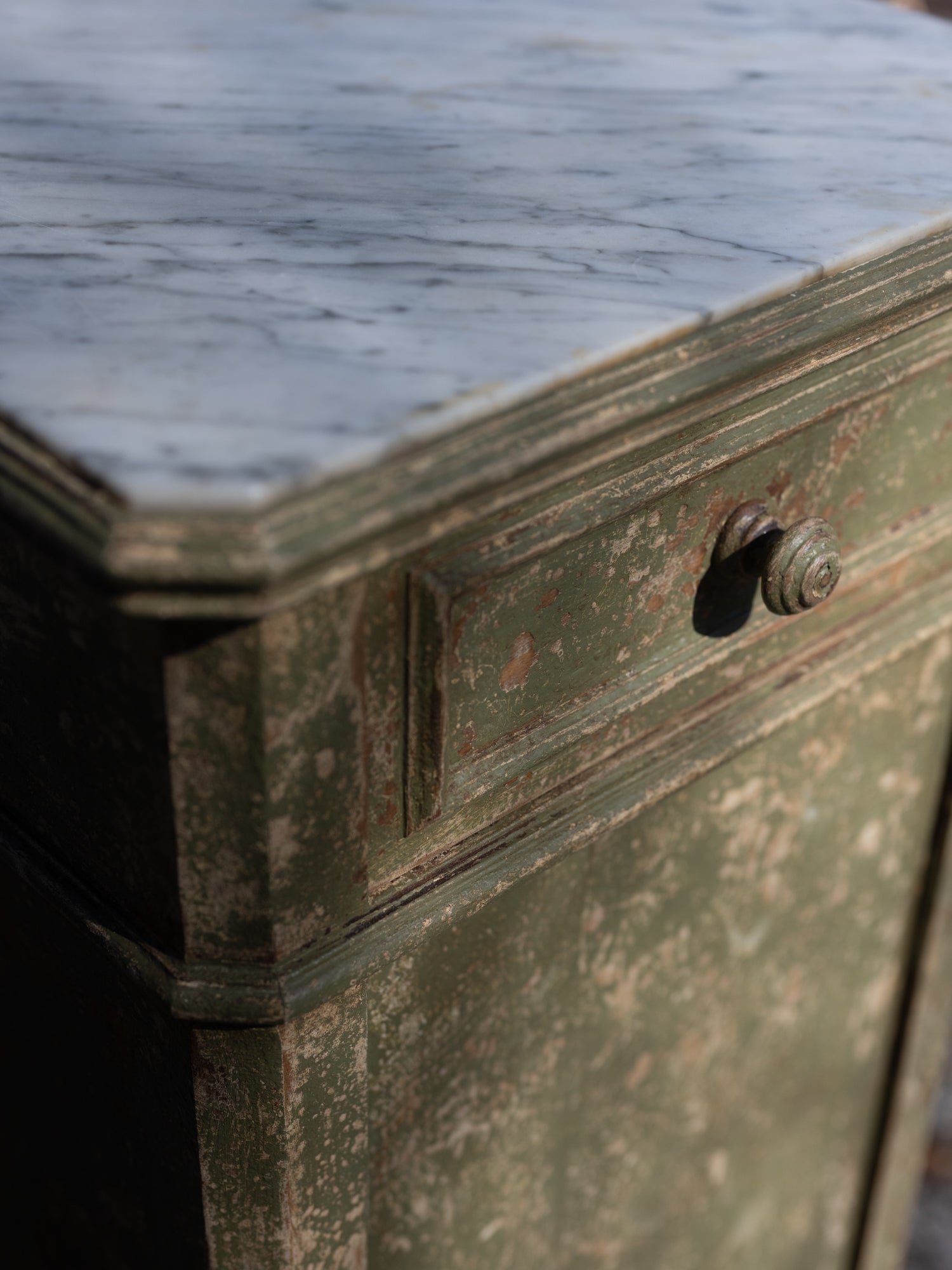 Antique French Cabinet & Drawer | Marble Top