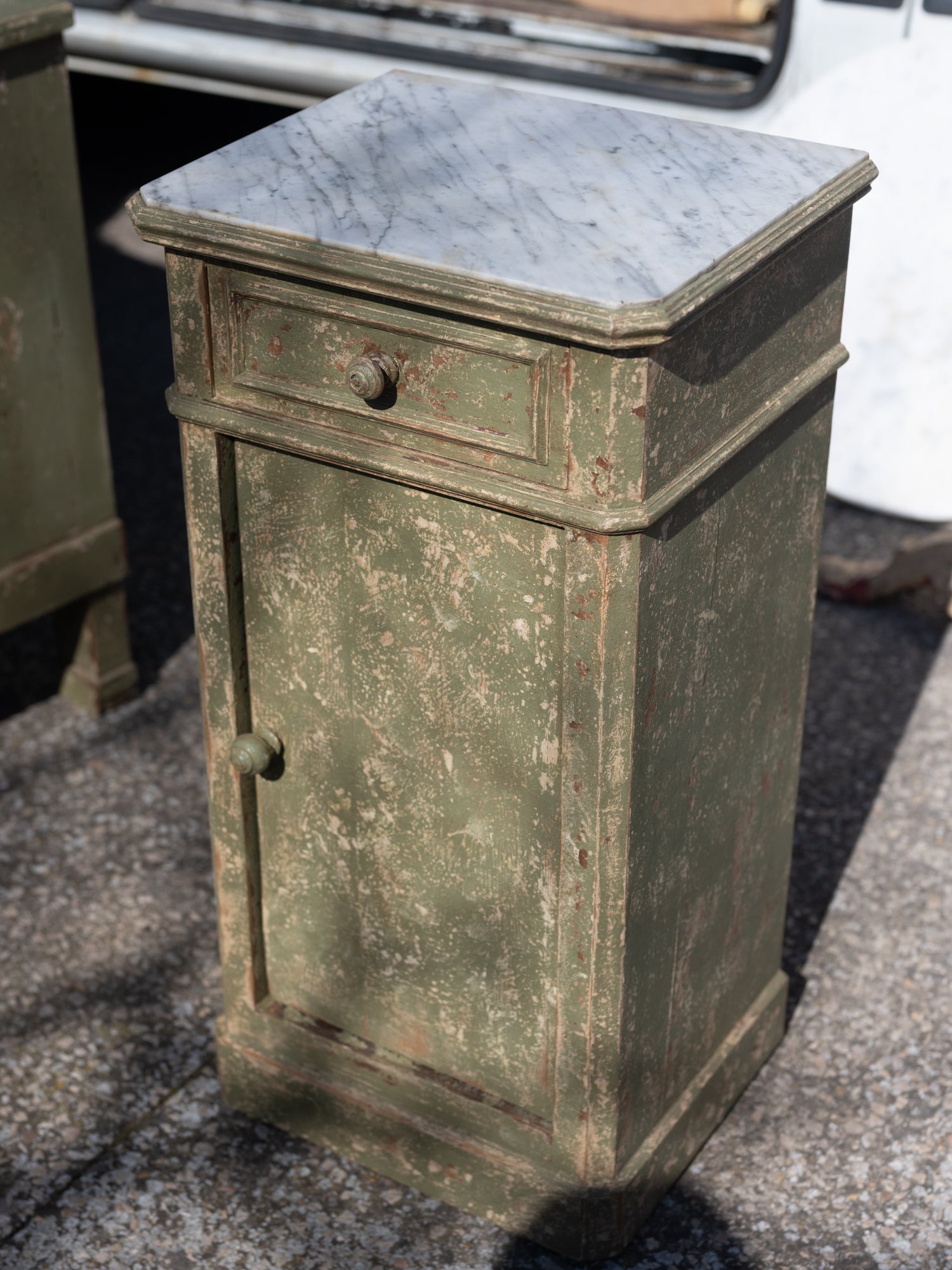 Antique French Cabinet & Drawer | Marble Top