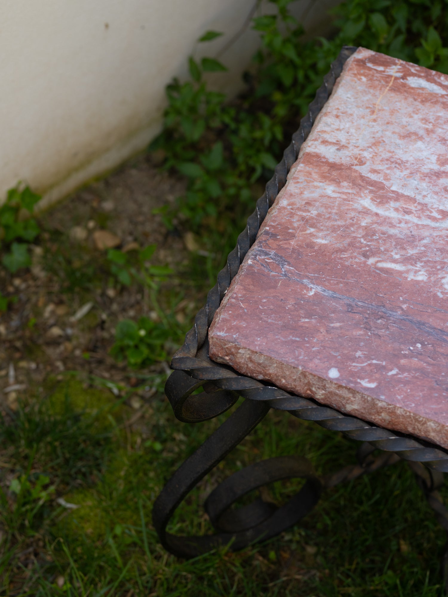 Vintage French Ornate Table | Rust Marble Top