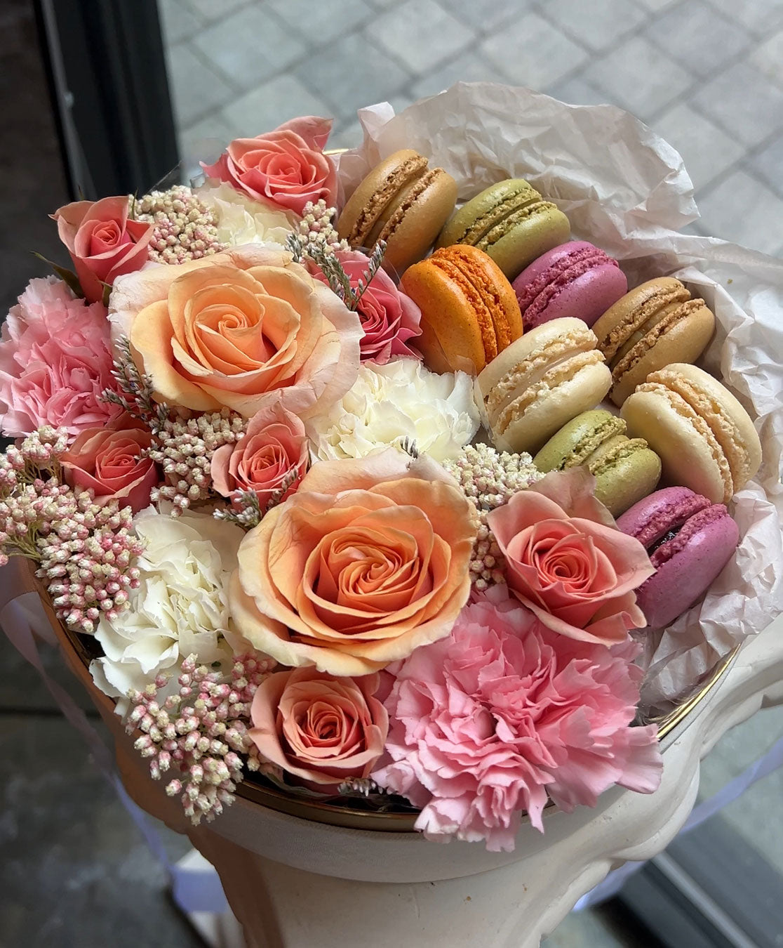 Flowers with Macarons