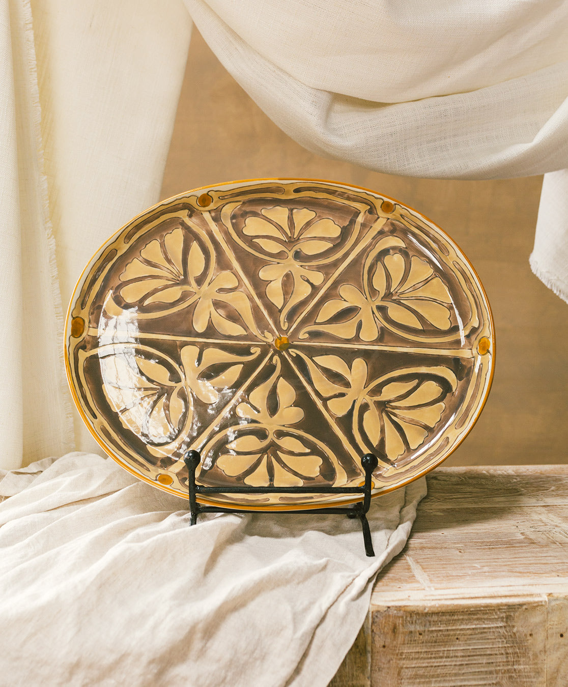 Hand-Painted Stoneware Platter w/ Pattern