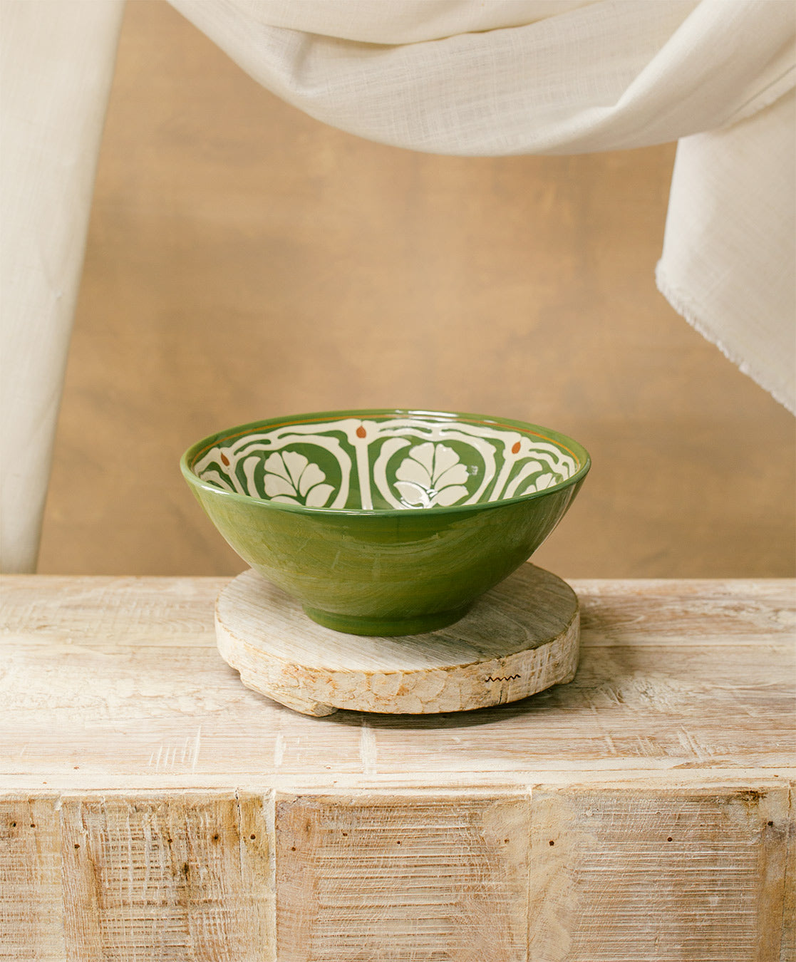 Hand-Painted Stoneware Serving Bowl