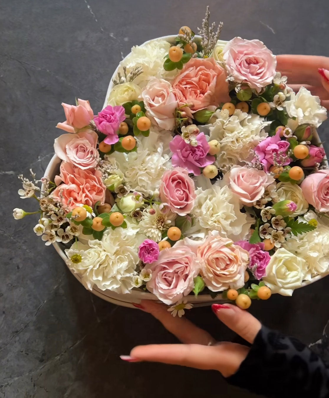 Heart Box with Seasonal Flowers