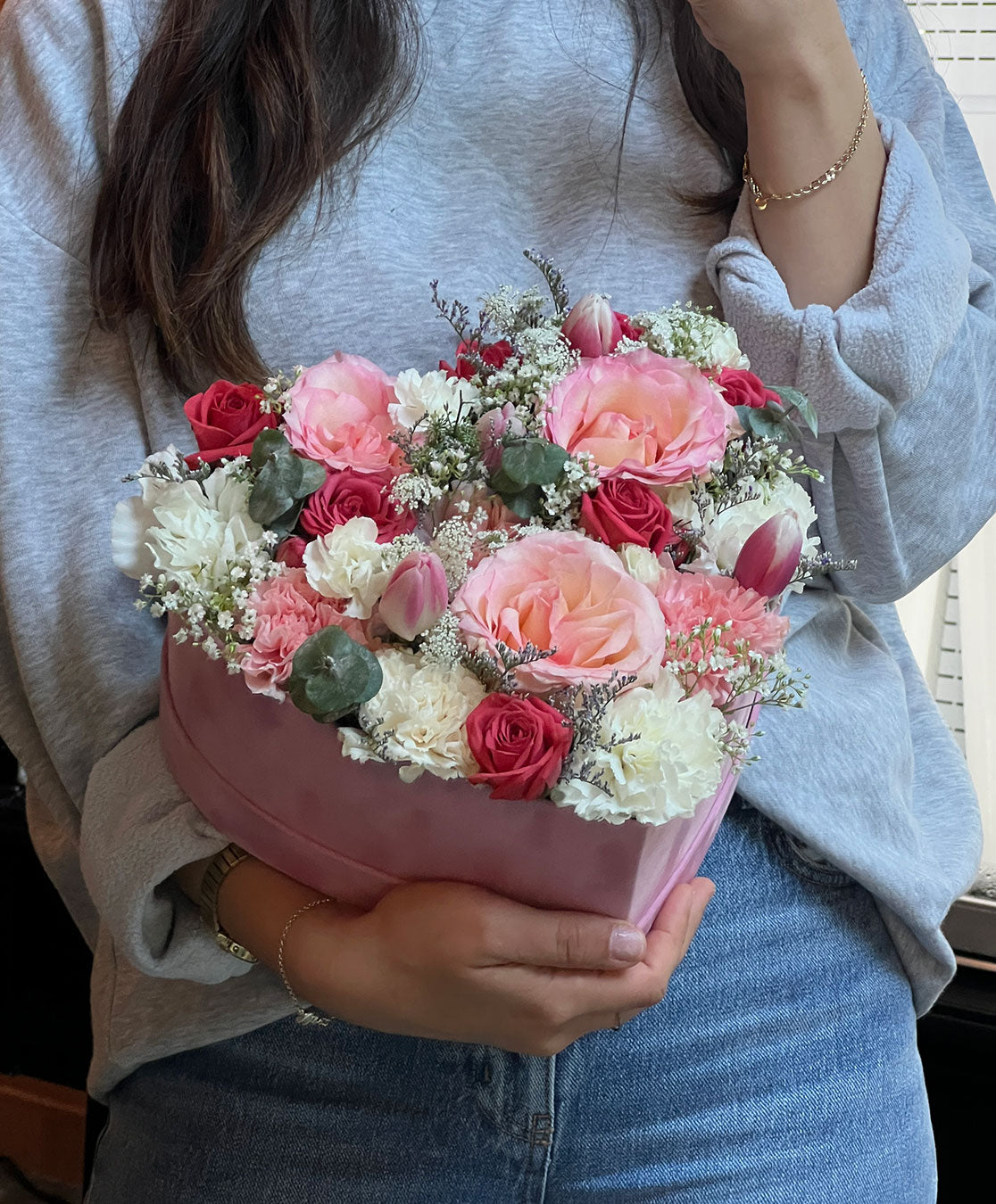 Heart Box with Seasonal Flowers