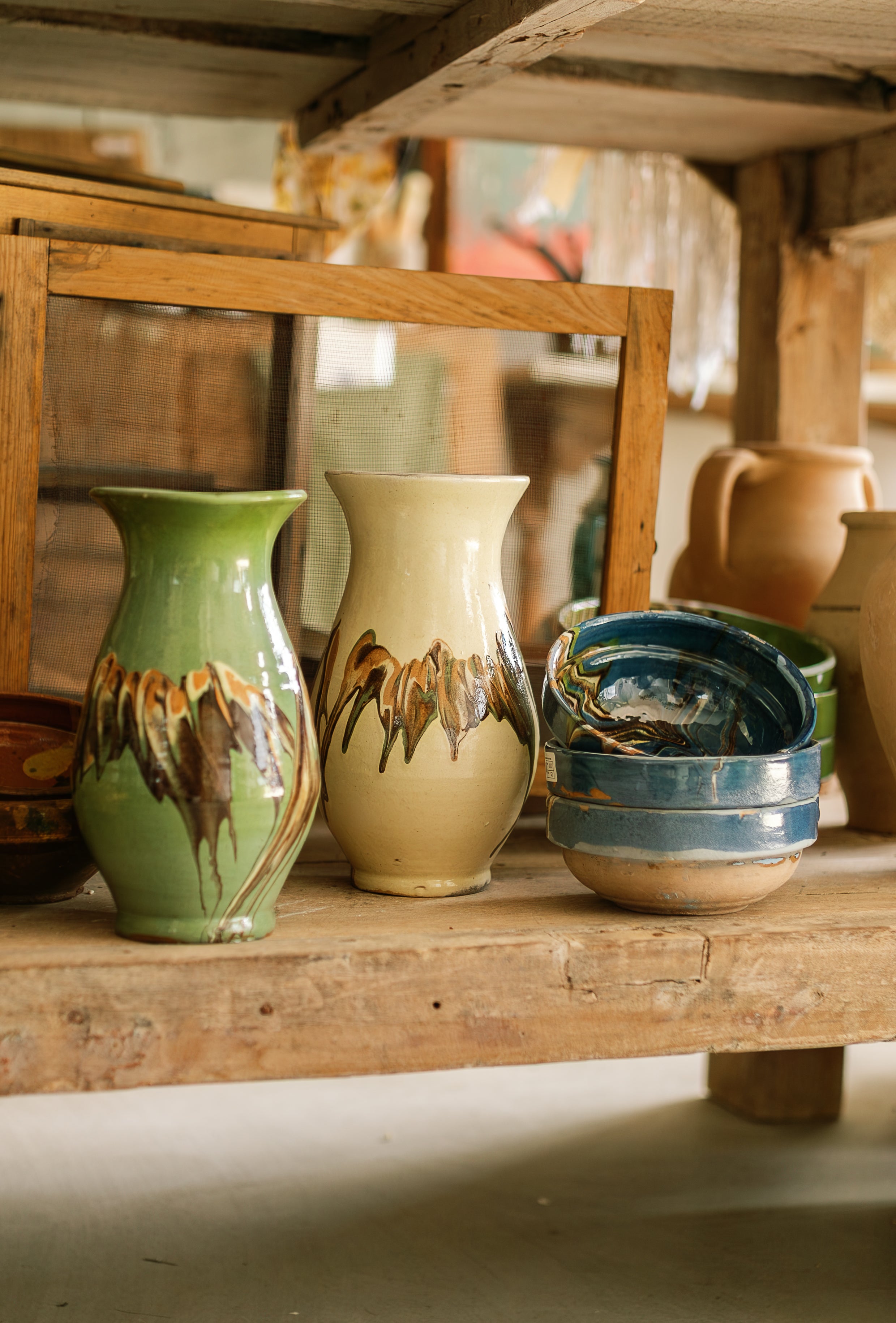 Marbleized Cottage Crafted Vase | Cream