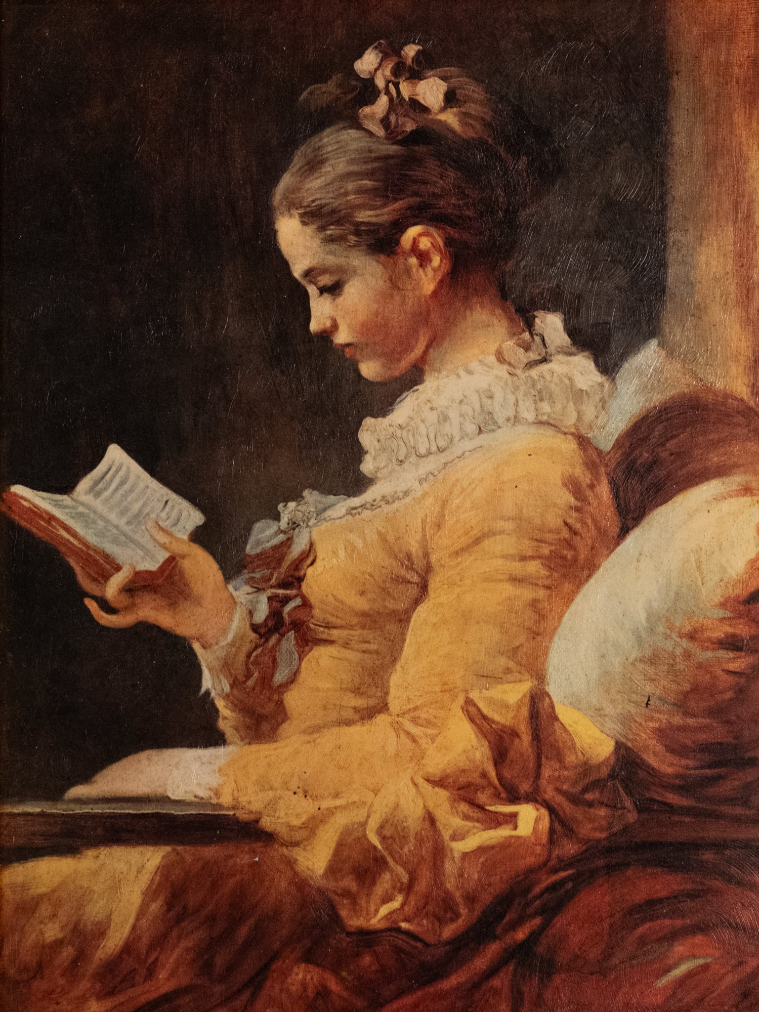 Vintage French Art | Girl Reading | Print | Framed