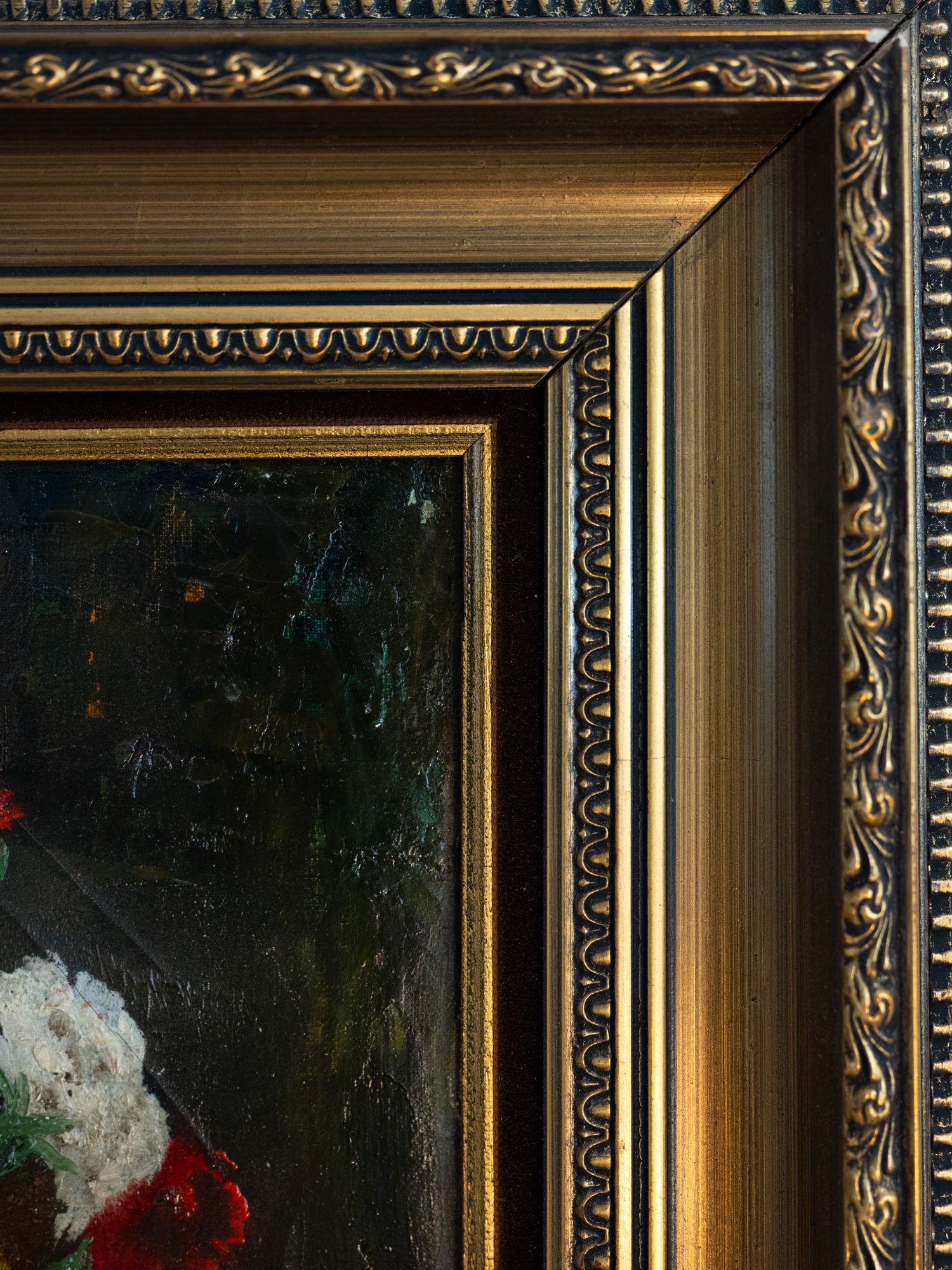 Vintage French Art | Feast at the Table | Oil | Framed