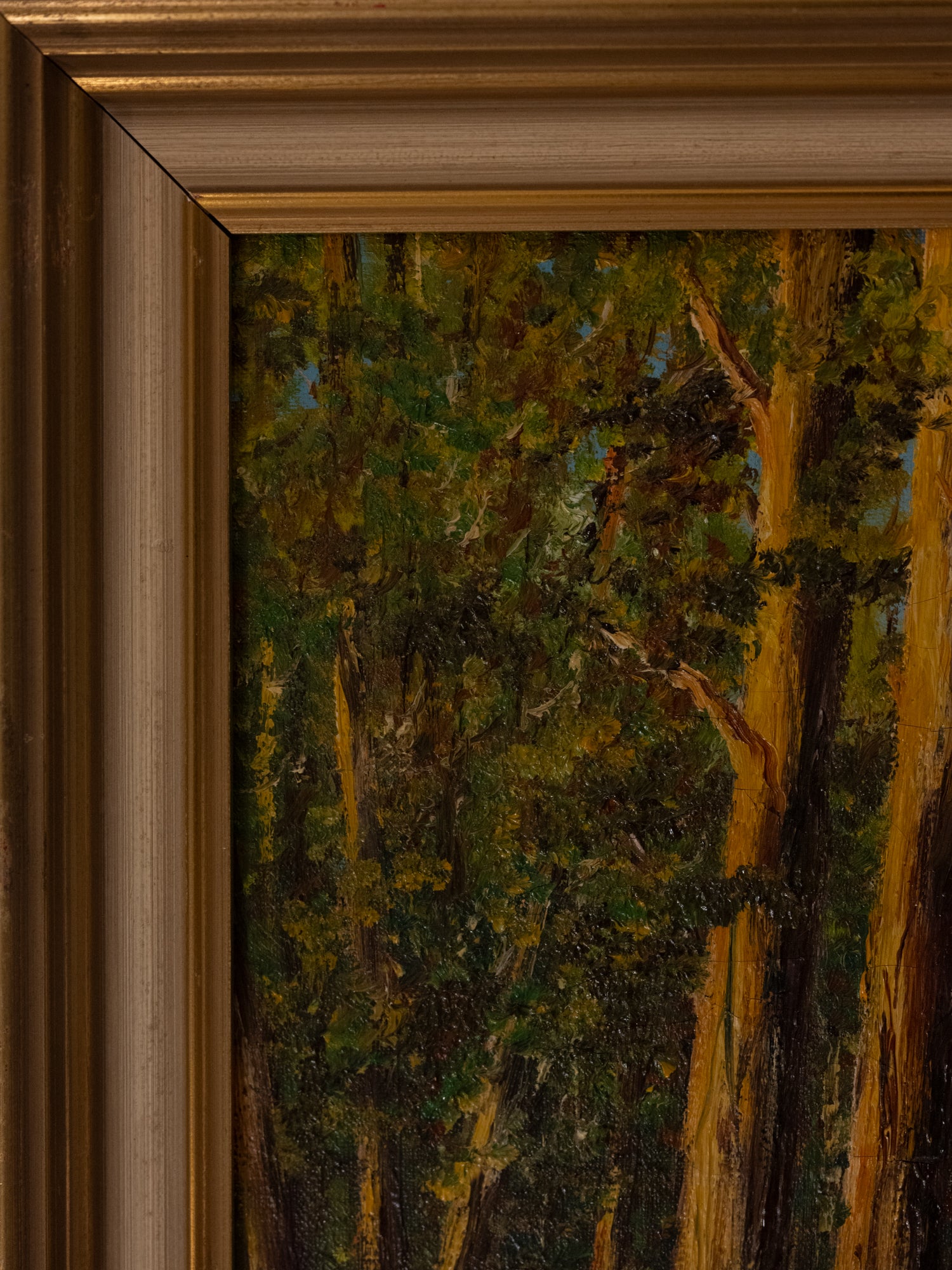 Vintage French Art | Forest Path | Oil | Framed