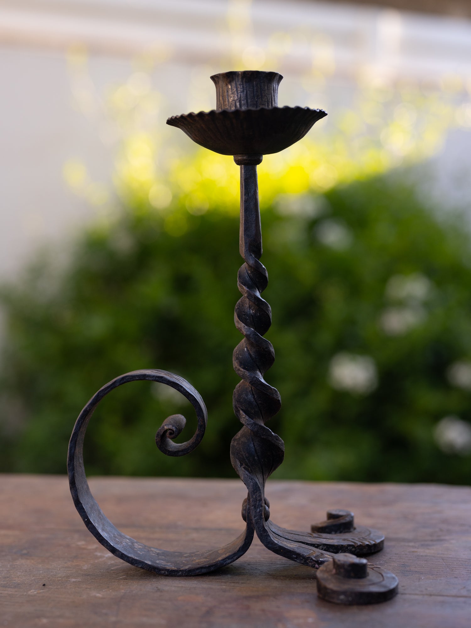 Antique French Spiral Taper Candle Holder | Handle