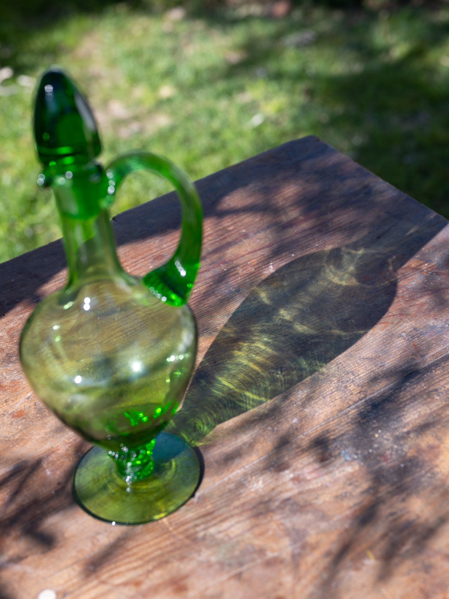 Vintage French Green Glass Decanter | Deadstock
