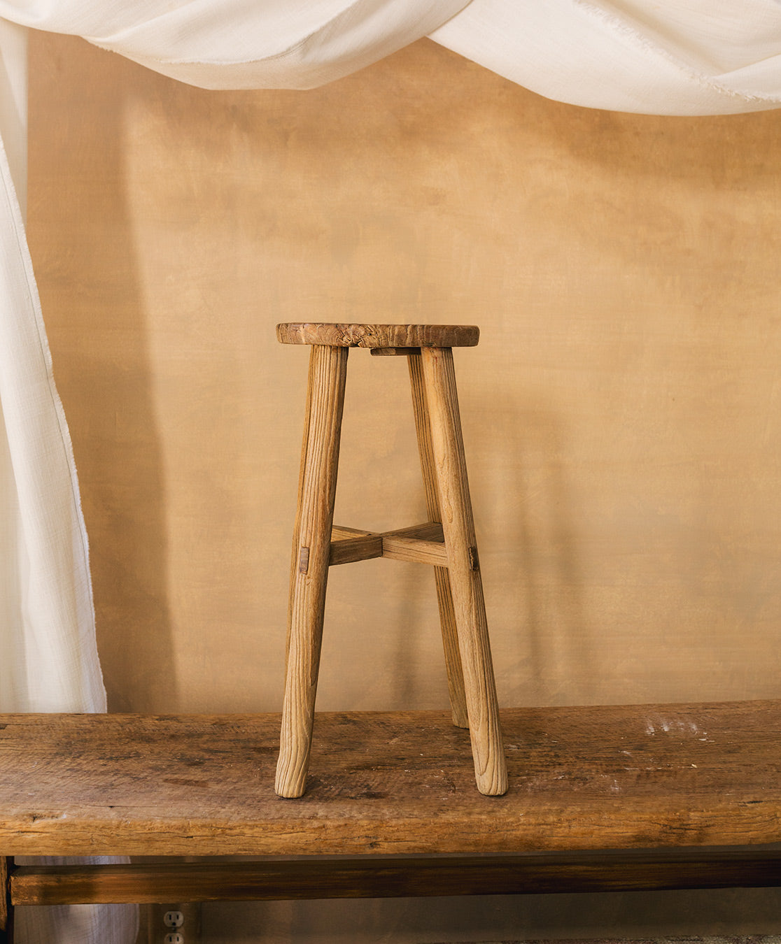 Vintage Round Elm Stool No. 16