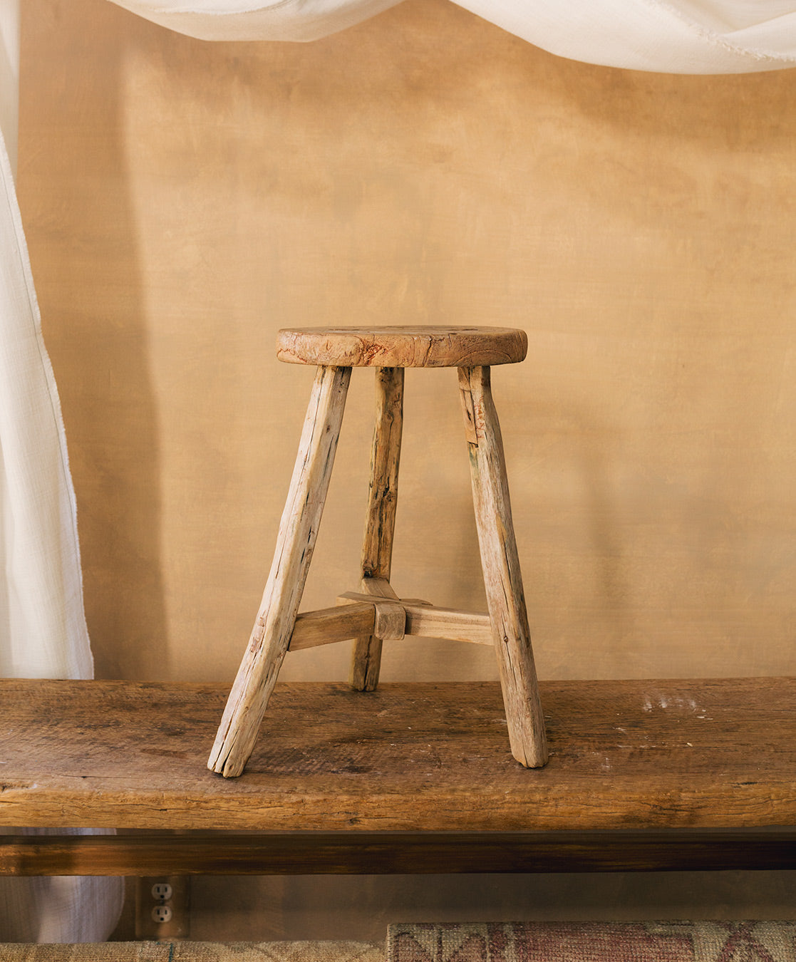 Vintage Round Elm Stool No. 20