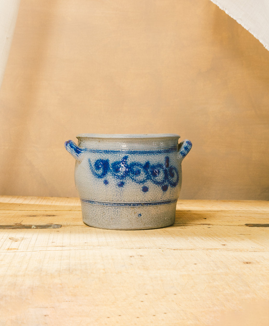 Vintage German Blue Salt Glaze Crock | Large